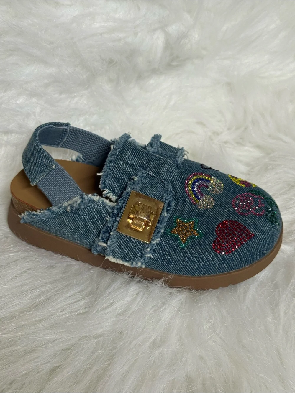 Steve Madden Denim Kids Moccasins with Colorful Embellishments - Blue